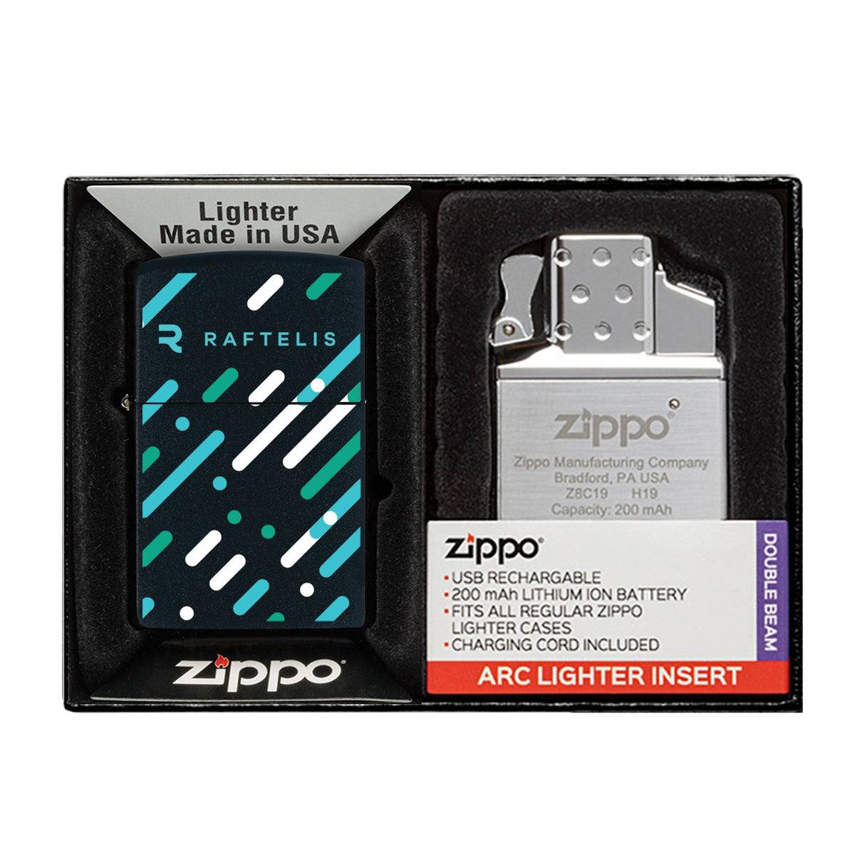 Matte Zippo® Lighter & Rechargeable Electric Lighter Insert Gift Set