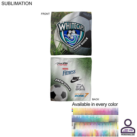Personalized Microfiber Dri-Lite Terry Fan, Cheering, Skate Towel, 12x12, Sublimated 2 sides
