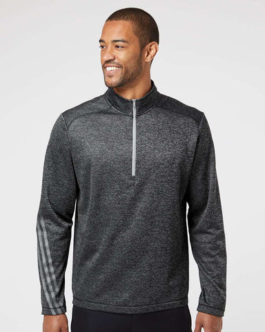 Adidas Brushed Terry Heathered Quarter Zip Pullover