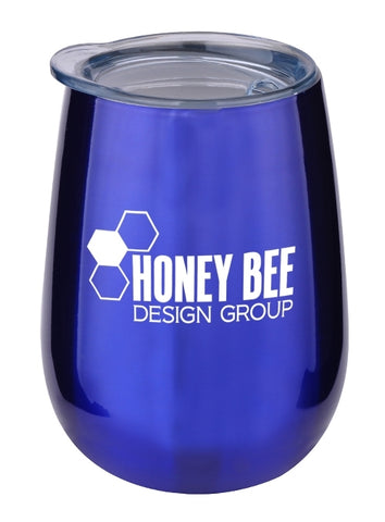 Nassau 10oz stainless steel tumbler with clear lid glossy blue