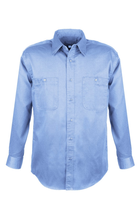 Men's Cotton Blend Twill Long Sleeve Shirt (BLUE) (XS-5XL)