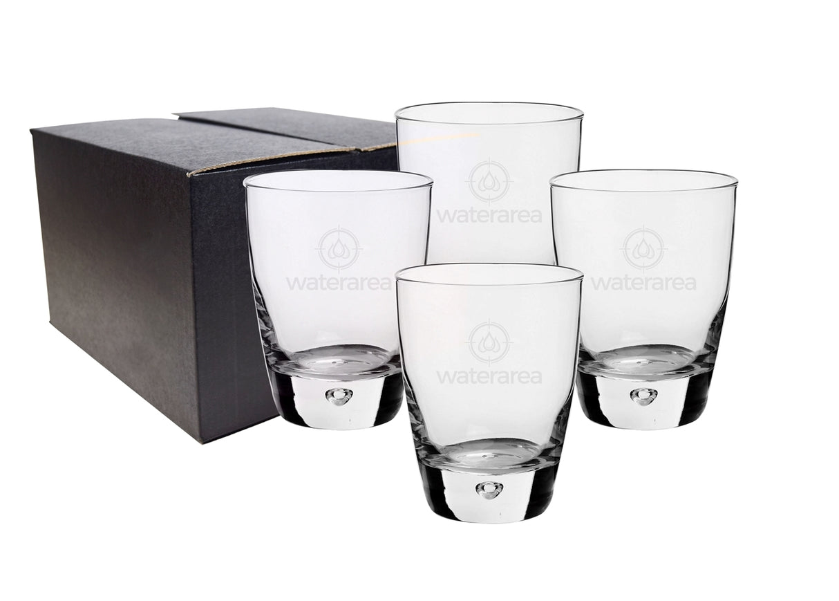 ~ Bormioli Rocco Luna 11.75oz clear rocks glass S/4 in a 'Midnight' gift box