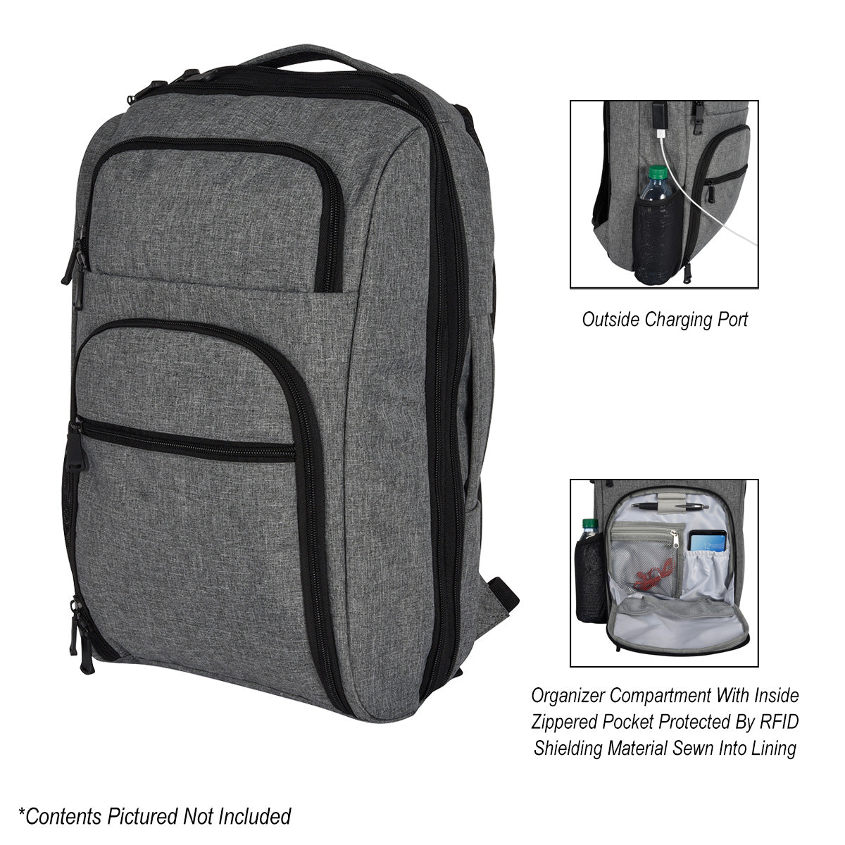 Heathered Rfid Laptop Backpack & Briefcase