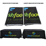 24Hr Express Ship - 8' LazerCut 4-Sided PREMIUM Sublimated Tablecloth, Drape Style, Closed Back