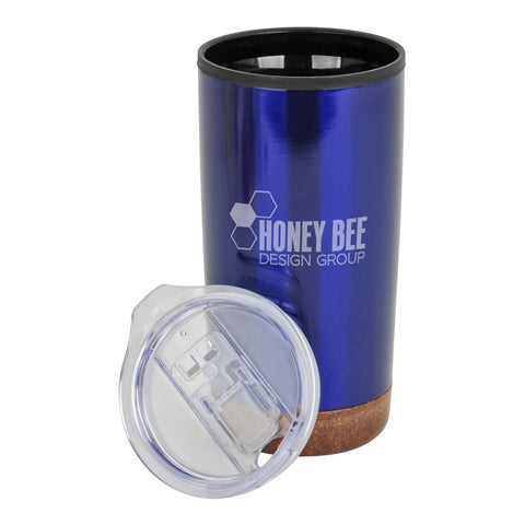 Nanaimo 20oz stainless steel/Polypropylene tumbler with clear lid Blue