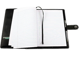 Book Cover black pebbled leather w/white stitch