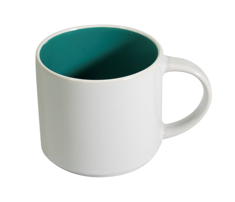 Brighton 14oz two-tone ceramic mug white/teal in a Ripple box