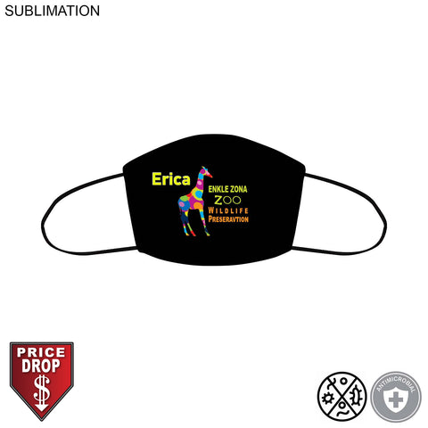 Personalized Sublimated 2ply Antimicrobial Cloth Face mask available in EVERY COLOR