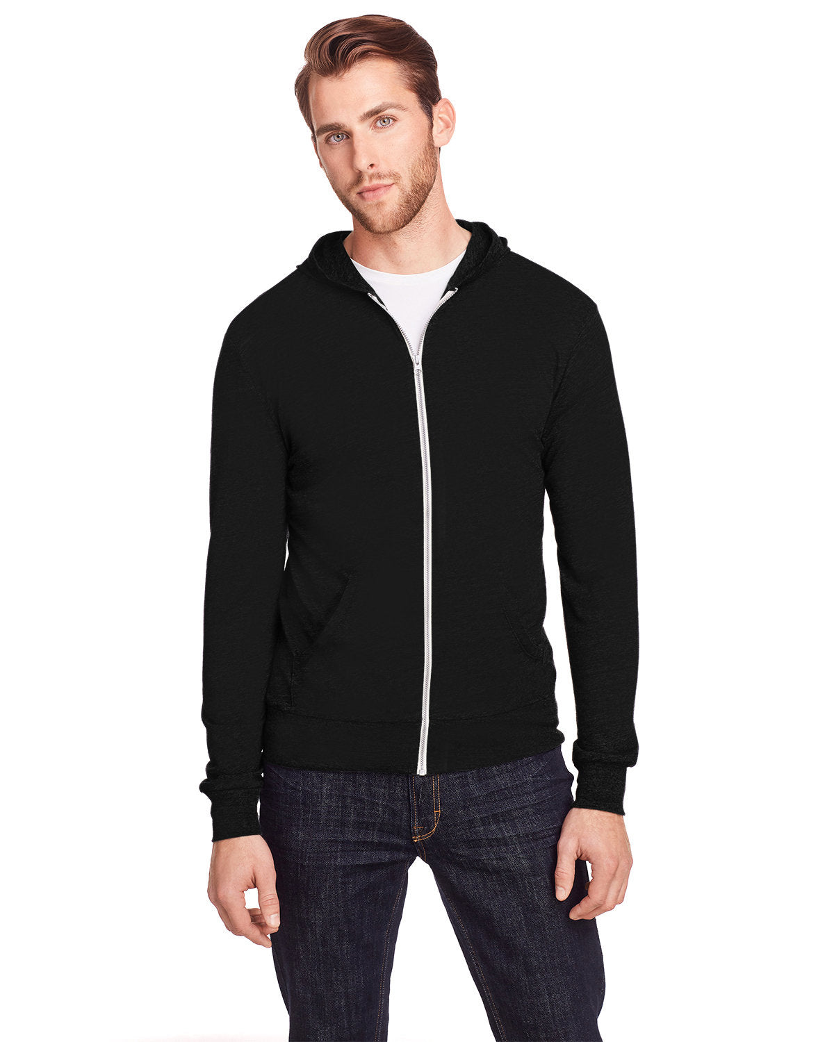 000236 THREADFAST Unisex Triblend Full-Zip Light Hoodie
