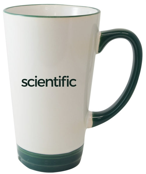 Heartland 16oz ceramic mug with w/ green trim