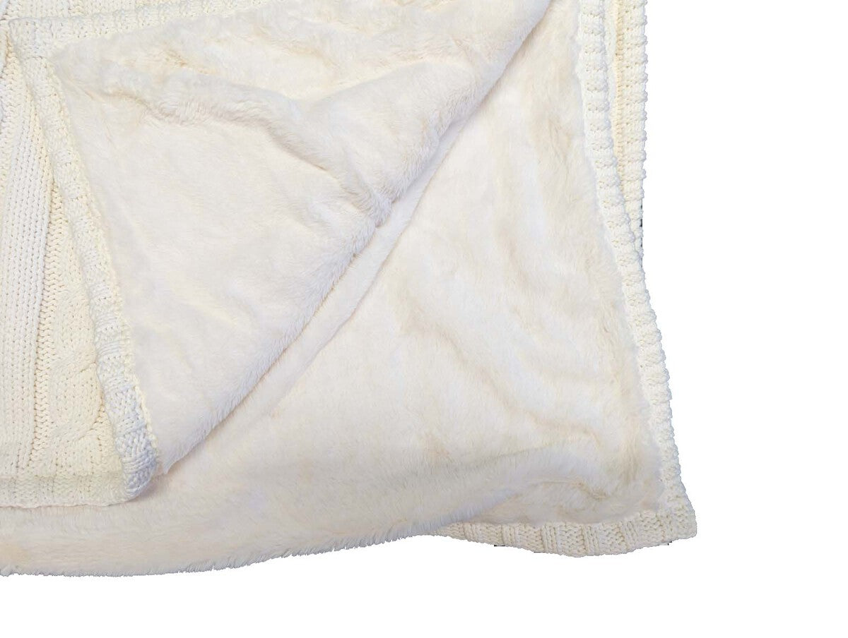 48Hr Quick Ship - Premium Cable Knit Cotton Throw, 50x60, with Sublimated Ribbon, NO SETUP CHARGE