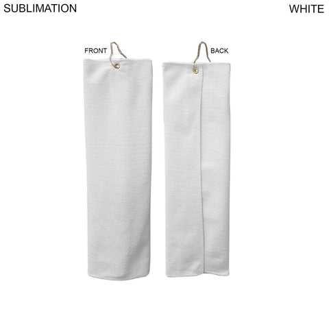 Microfiber Suede Shammy Golf Towel, Finished size 5x18, Trifold Grommet & Hook, Sublimated