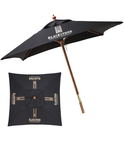 7' Square Wooden Market Umbrella