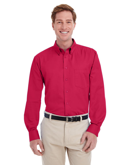 Harriton Men's Foundation 100% Cotton Long-Sleeve Twill Shirt with Teflon?