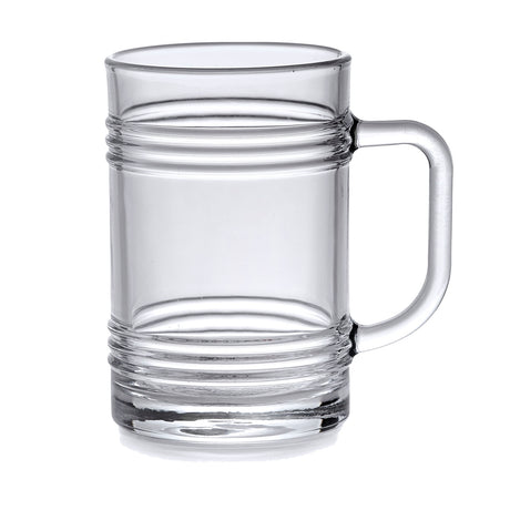 Tin-Can Beer 13.5oz clear glass handled mug