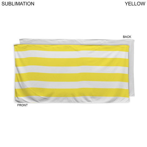 72 Hr Fast Ship - Cabana Stripe Sublimated, Heaviest Weight, Plush Velour Terry Beach Towel, 30x60