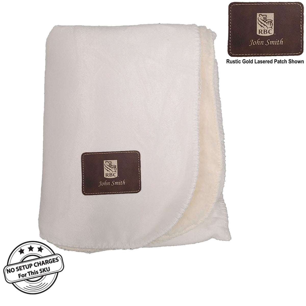 48Hr Quick Ship - Sherpa Faux Wool Lined Micro Mink Throw, 50x60, with Lasered logo patch