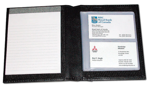 Leather holder with notepad & business card insert black