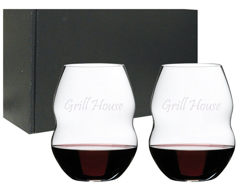 ~ Swirl Red 20.5oz stemless RIEDEL crystal S/2 in an Onyx gift box