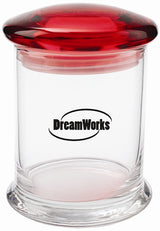 ~ Clear New Orleans glass Jar 12.25oz w/red lid