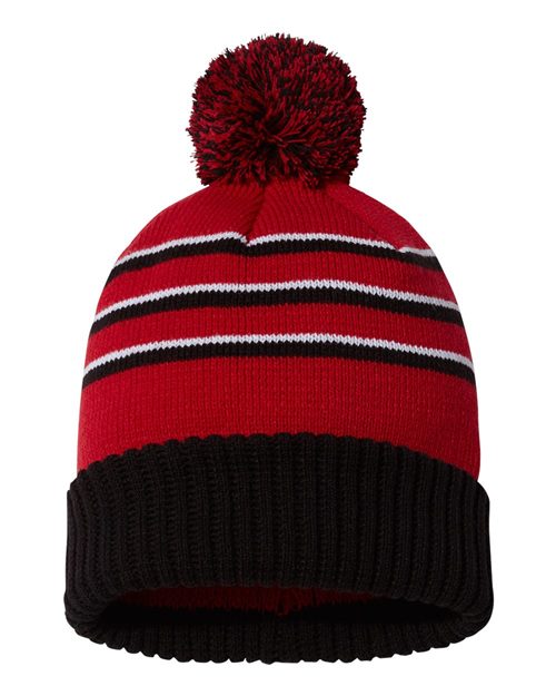Richardson® Stripe Pom Cuffed Beanie