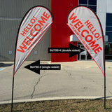 9' Small Tear Drop Flag Kit, Full Color Graphics Double Sided, Outdoor Spike base and Bag Included