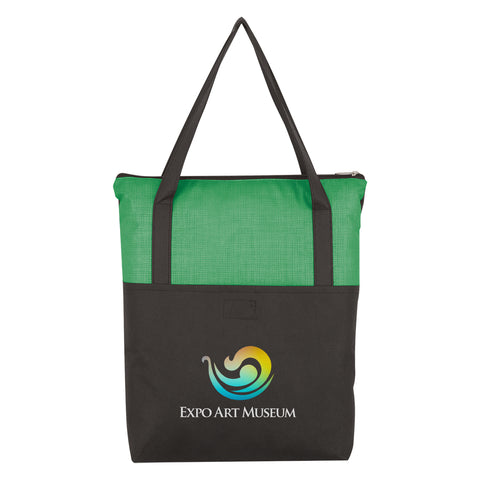 Crosshatch Non-woven Zippered Tote Bag