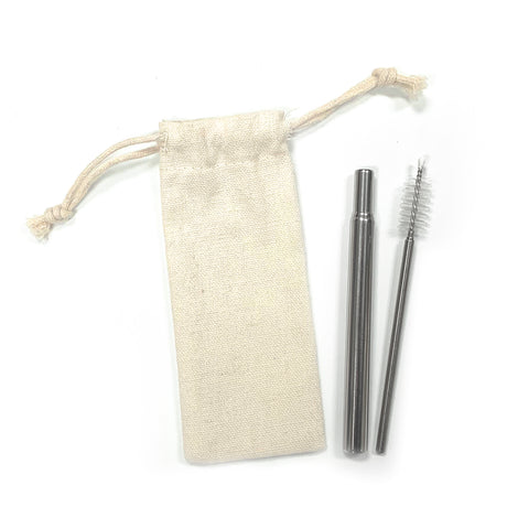 Collapsible Straw/Brush Set In A Pouch