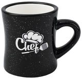 Diner 10oz speckled black exterior/white interior mug vitrified - Etched