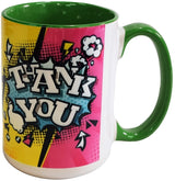 The Full Hinton 14oz 2tone white/green Sublimation mug in Ripple brown gift box