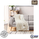 48Hr Quick Ship - Premium Cable Knit Cotton Throw, 50x60, with Lasered logo patch, NO SETUP CHARGE
