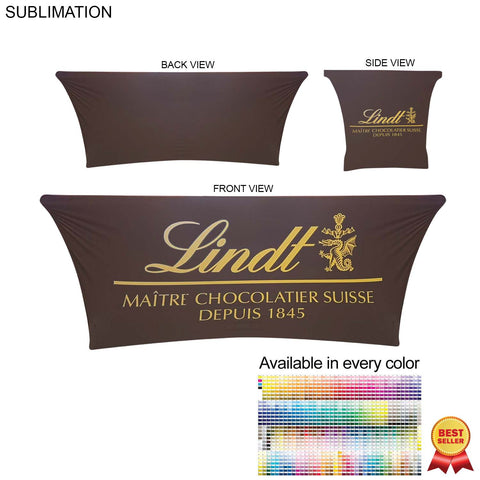 Sublimated Stretch Curved Fit Table Throw for 6ft table, 4 sided, Closed Back