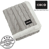 Cable Knit Chenille Sherpa Throw, with Lasered logo patch, NO SETUP CHARGE