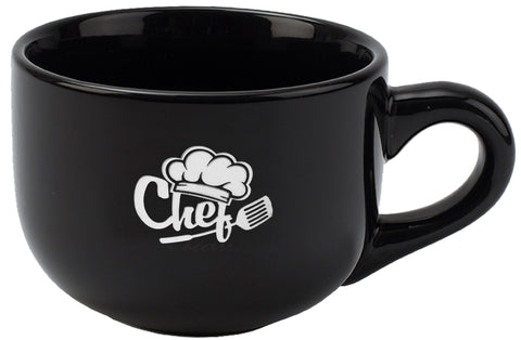 Vetro Latte 16oz black mug vitrified - Etched