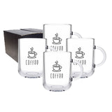 Ionic, 11oz clear glass mug, set of 4 in a Midnight gift box