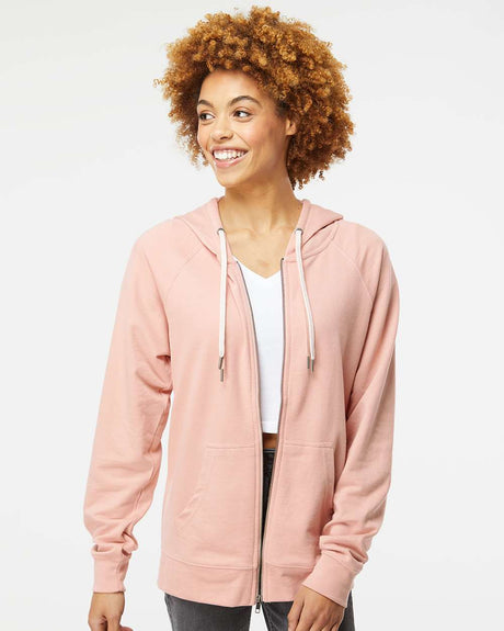 Independent Trading Co Icon Unisex Lightweight Loopback Terry Full-Zip Hooded Sweatshirt