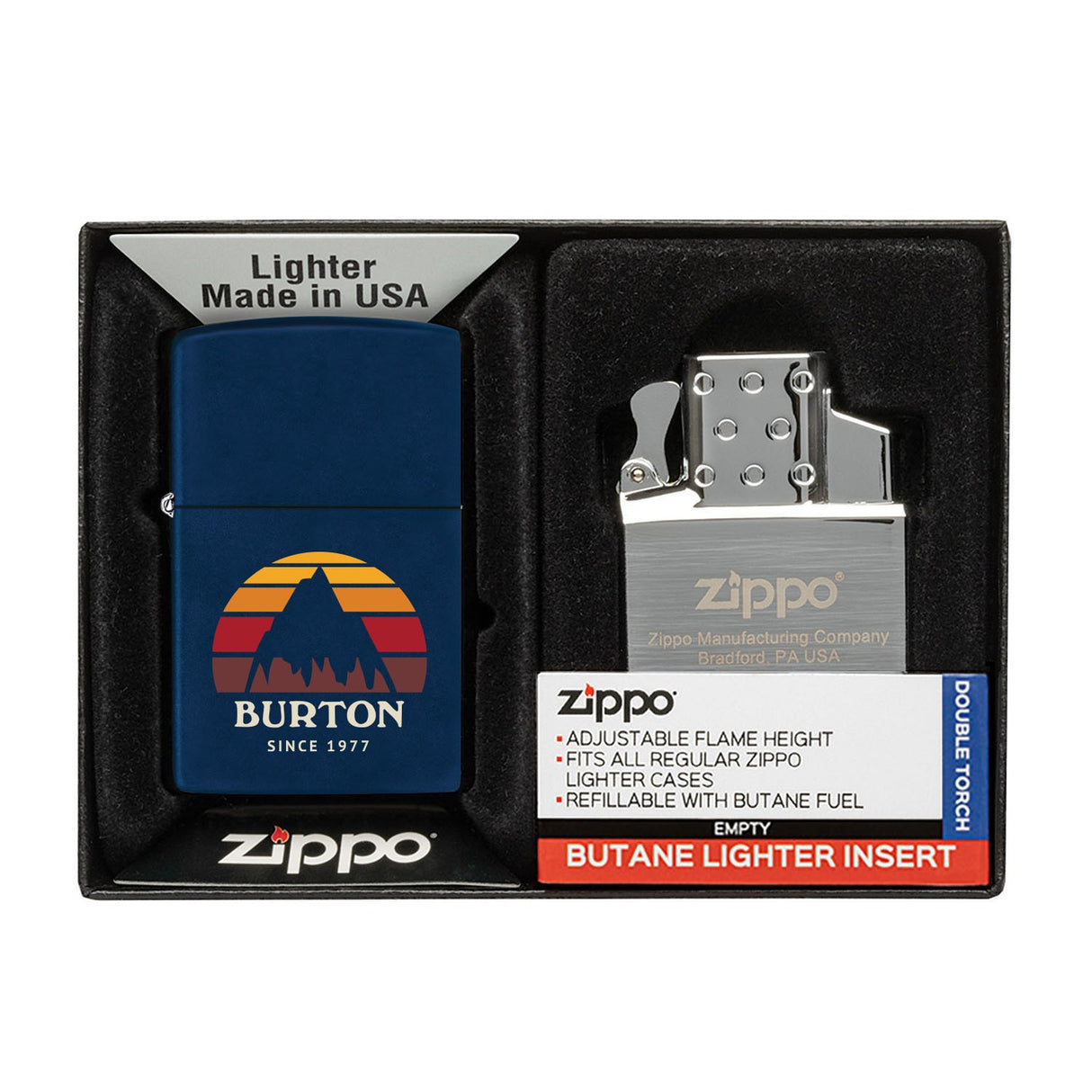 Matte Zippo® Lighter & Double Butane Insert Gift Set