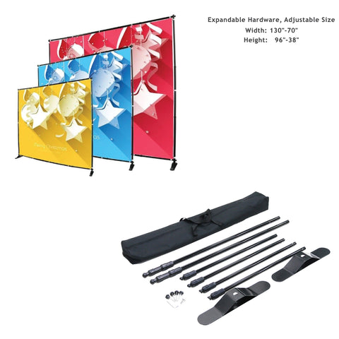 72 Hr Fast Ship- Tradeshow Booth Package, 10' Expanding Display and 8' Sublimated PREMIUM Tablecloth