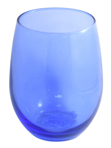 Veranda blue 15oz stemless wine coloured glass