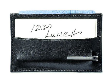 Business Card Holder black genuine top grain leather