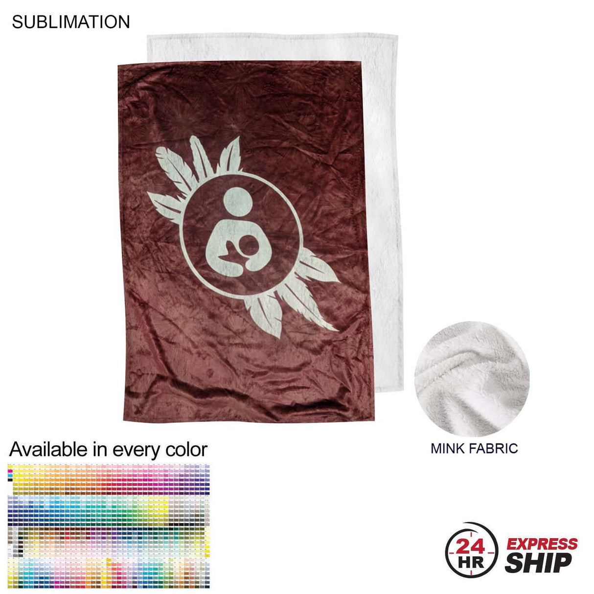 24 Hr Express Ship - Plush and Cozy Mink Flannel Fleece Baby Blanket, 30x40, Sublimated