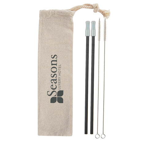 2- Pack Park Avenue Stainless Straw Kit With Cotton Pouch
