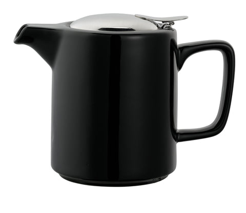 Washington Teapot 16oz ceramic with stainless steel lid, black