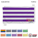 24 Hr Express Ship -Cabana Stripe Sublimated, Absorbent Microfiber Dri-Lite Terry Beach Towel, 30x60