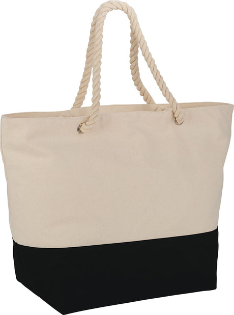 Zippered 12oz Cotton Canvas Rope Tote