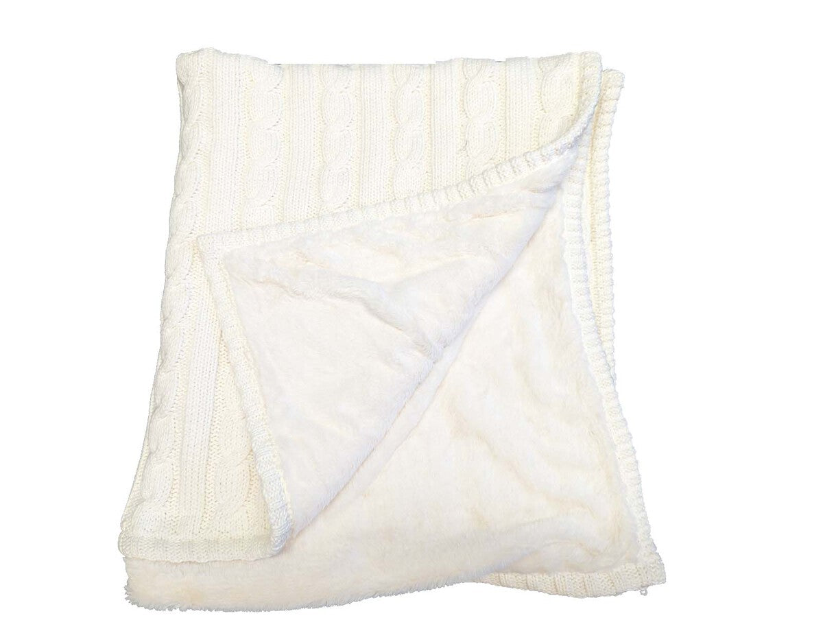 72 Hr Fast Ship - Premium Cable Knit Cotton Throw, 50x60, with Sublimated Ribbon, NO SETUP CHARGE