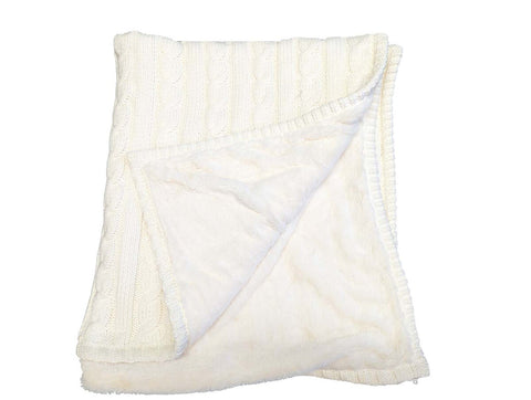 72 Hr Fast Ship - Premium Cable Knit Cotton Throw, 50x60, with Sublimated Ribbon, NO SETUP CHARGE