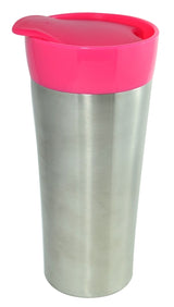 Ion 16oz stainless steel tumbler with pink trim and liner