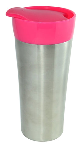 Ion 16oz stainless steel tumbler with pink trim and liner
