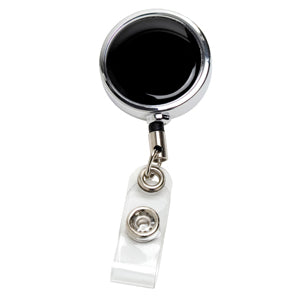 30" Round Chrome Metal Retractable Badge Reel & Holder (Full Color)